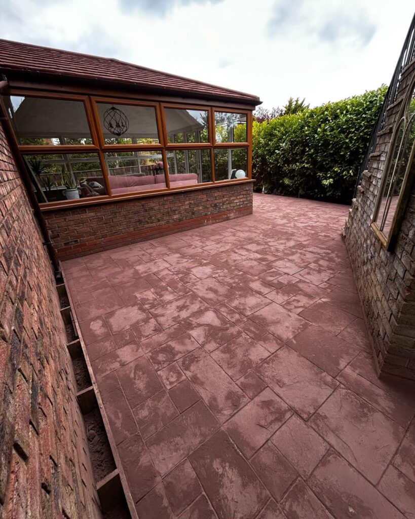 Pattern Imprinted Concrete , Deep Ashalr with a Biscuit Colour Surface