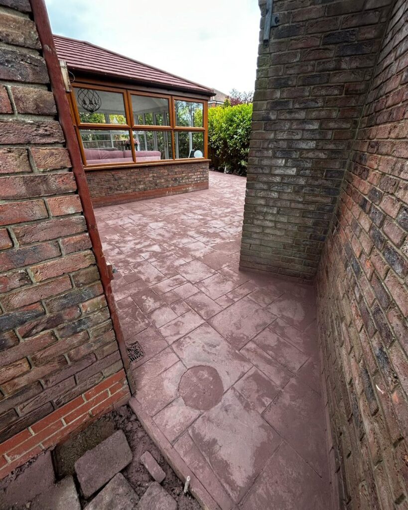 Pattern Imprinted Concrete , Deep Ashalr with a Biscuit Colour Surface