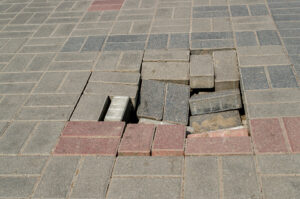 Sunken block paving